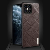 genuine leather rhombus grain cell phone cases for iphone 12 pro max 12 max se 2020 11 pro max x xs max xr 5s 6s 7 8 plus cover