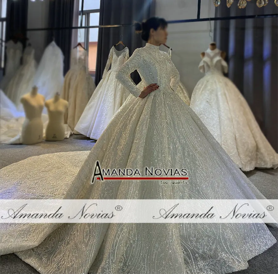 Роскошный Новый дизайн отделанная бисером ткань свадебное платье NS3907 реальная