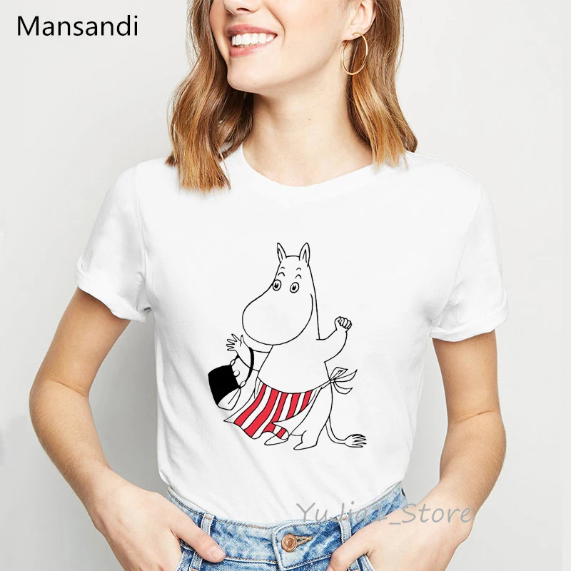 Moomins, футболка с надписью на день, футболки с графическим принтом, женские модные Забавные футболки, Женская Футболка harajuku tumblr, топы, футболка femme
