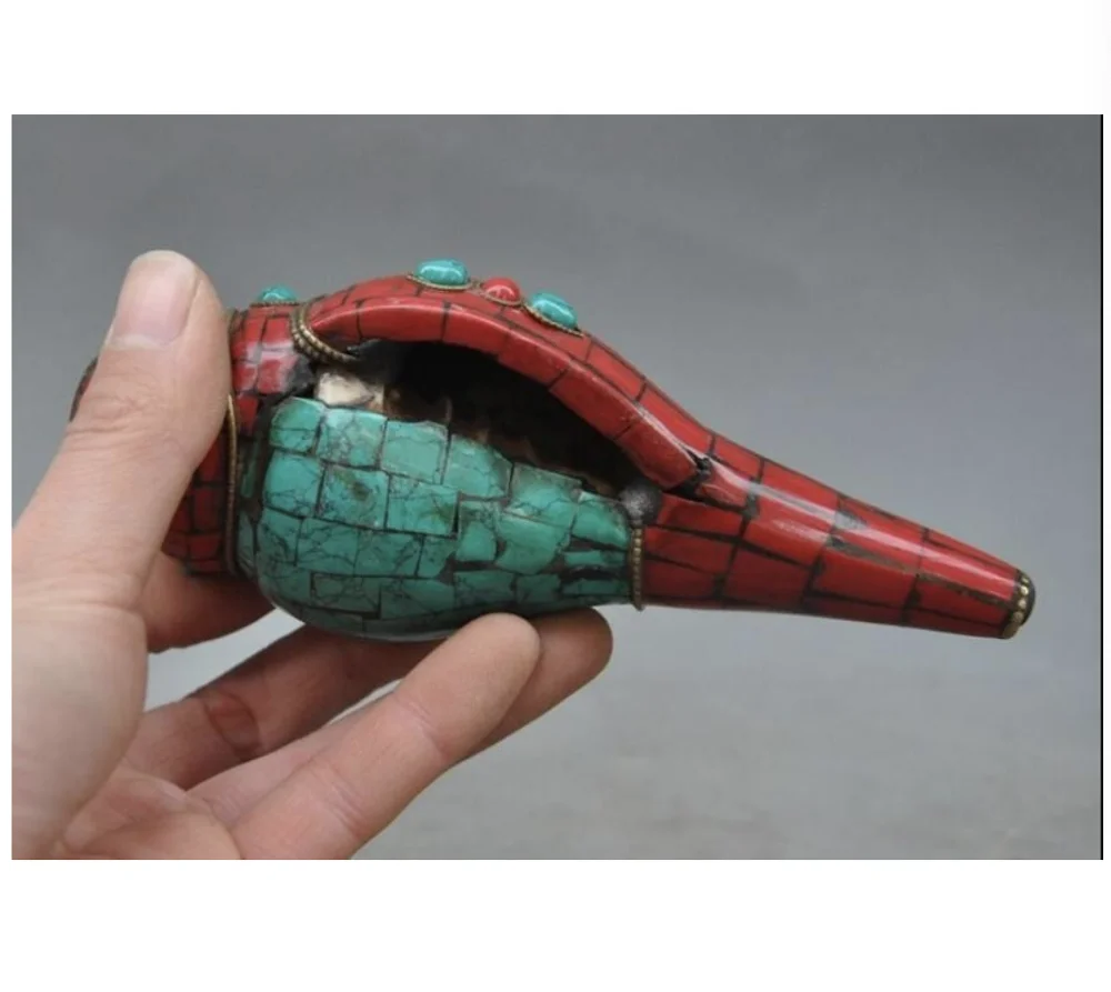 Собирайте Редкие Тибетский буддизм бронзовый инкрустация Бирюза Коралл