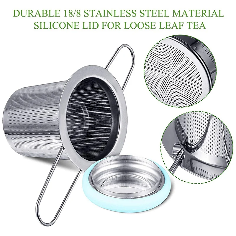 

2 Pieces Tea Infusers with Tea Scoop Stainless Steel Tea Strainer Folding Handle Tea Filter Fine Mesh Strainer Brewing