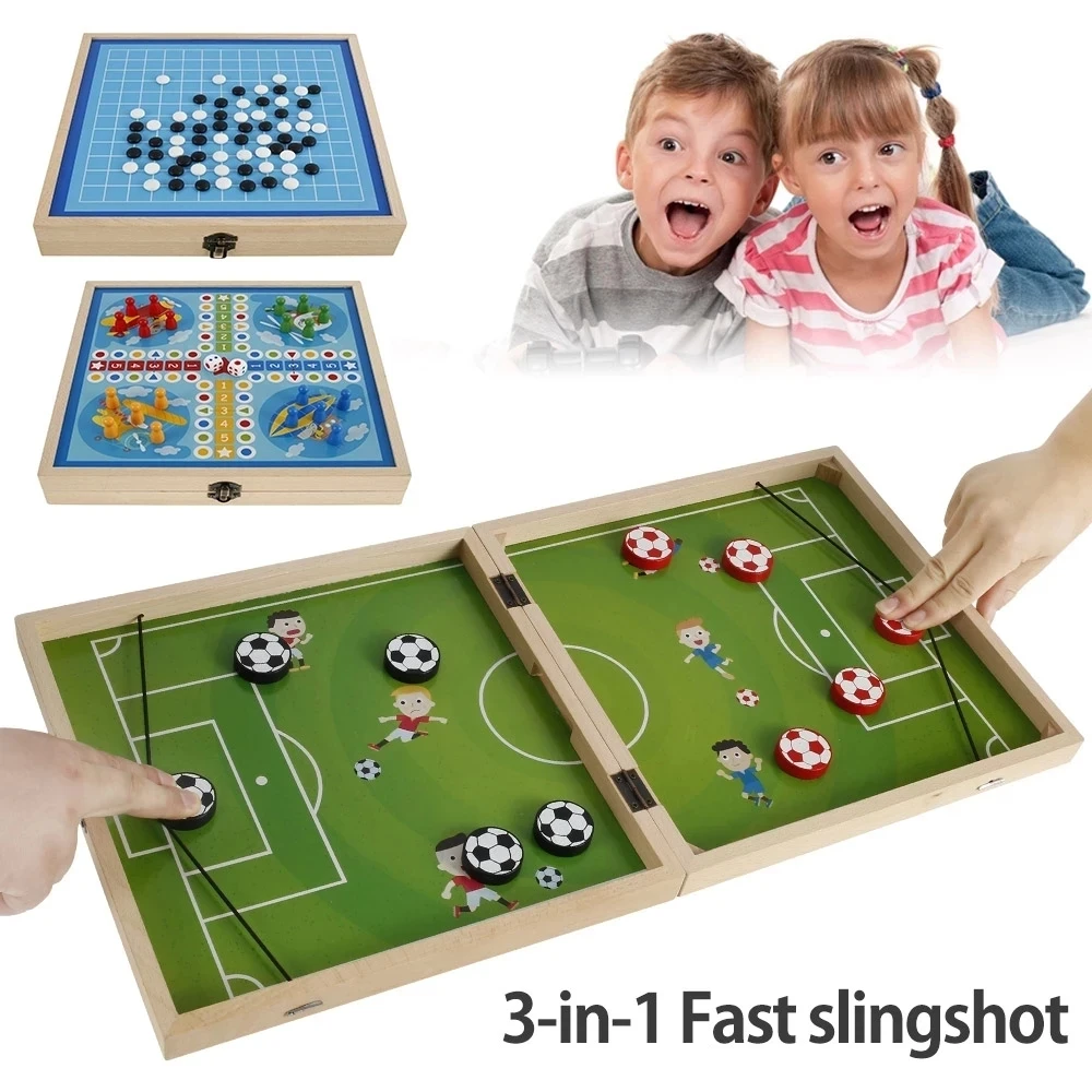 

2021 foldable three-person foosball winner table ice hockey game chess game flying catapult family party game board games