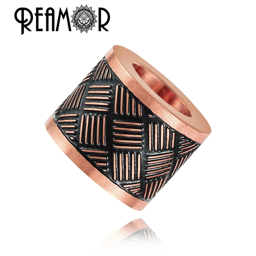 REAMOR 5 шт. позолоченные/черные амулеты бисер с большим отверстием бусины из нержавеющей стали для изготовления ювелирных изделий мужские ожерелья и браслеты DIY бусины
