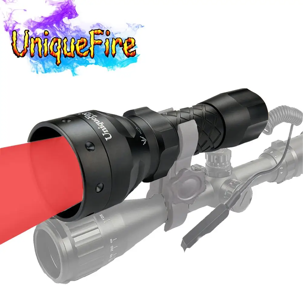 

UniqueFire UF-1407 XRE Black Zoomable LED Flashlight Green / Red White Light 3 Modes 38mm Lens Portable Camping Lamp