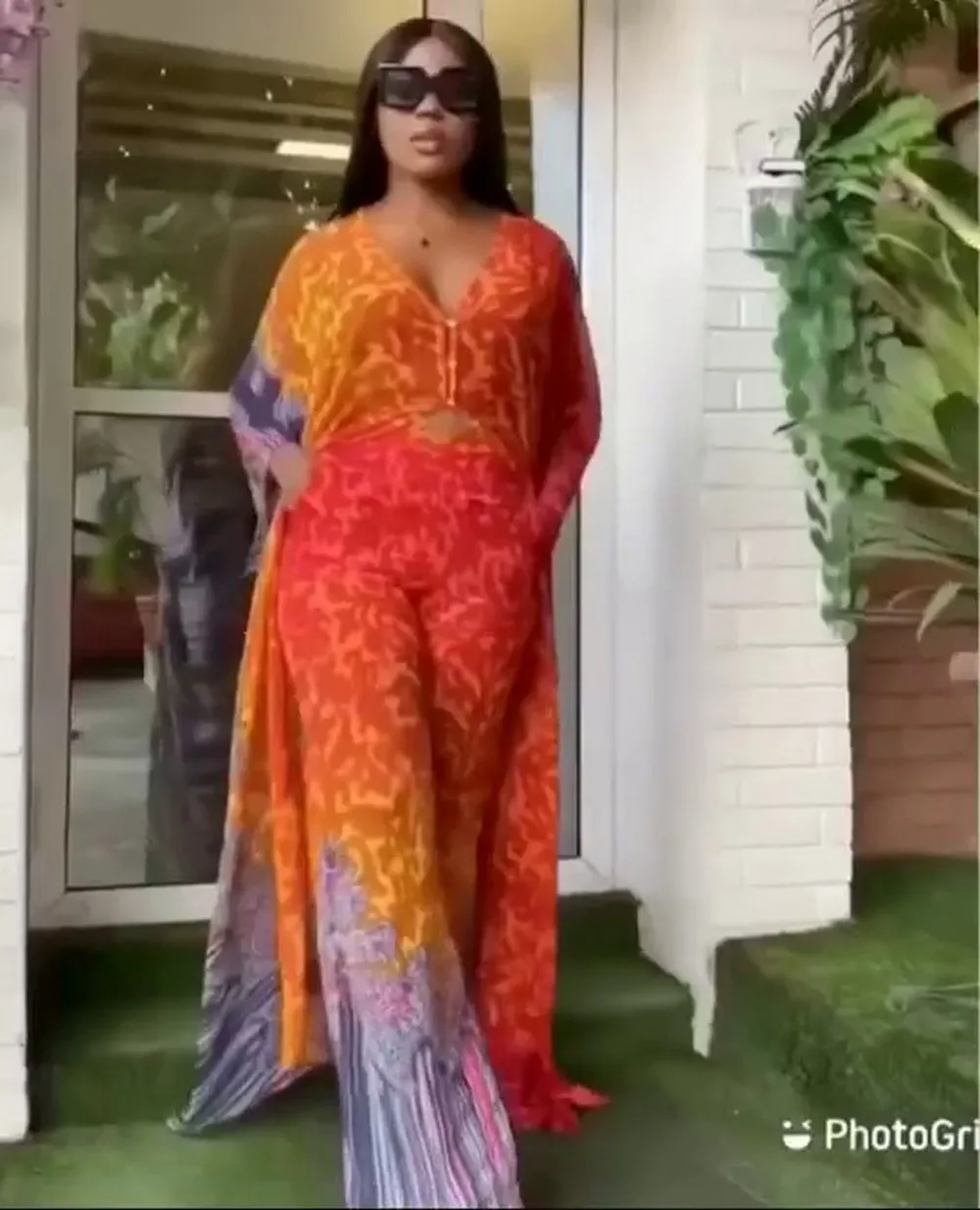 

2 Piece Set Women Africa Clothes African Dashiki New Fashion Two Piece Suit Long Tops + Wide Pants Party Plus Size For Lady