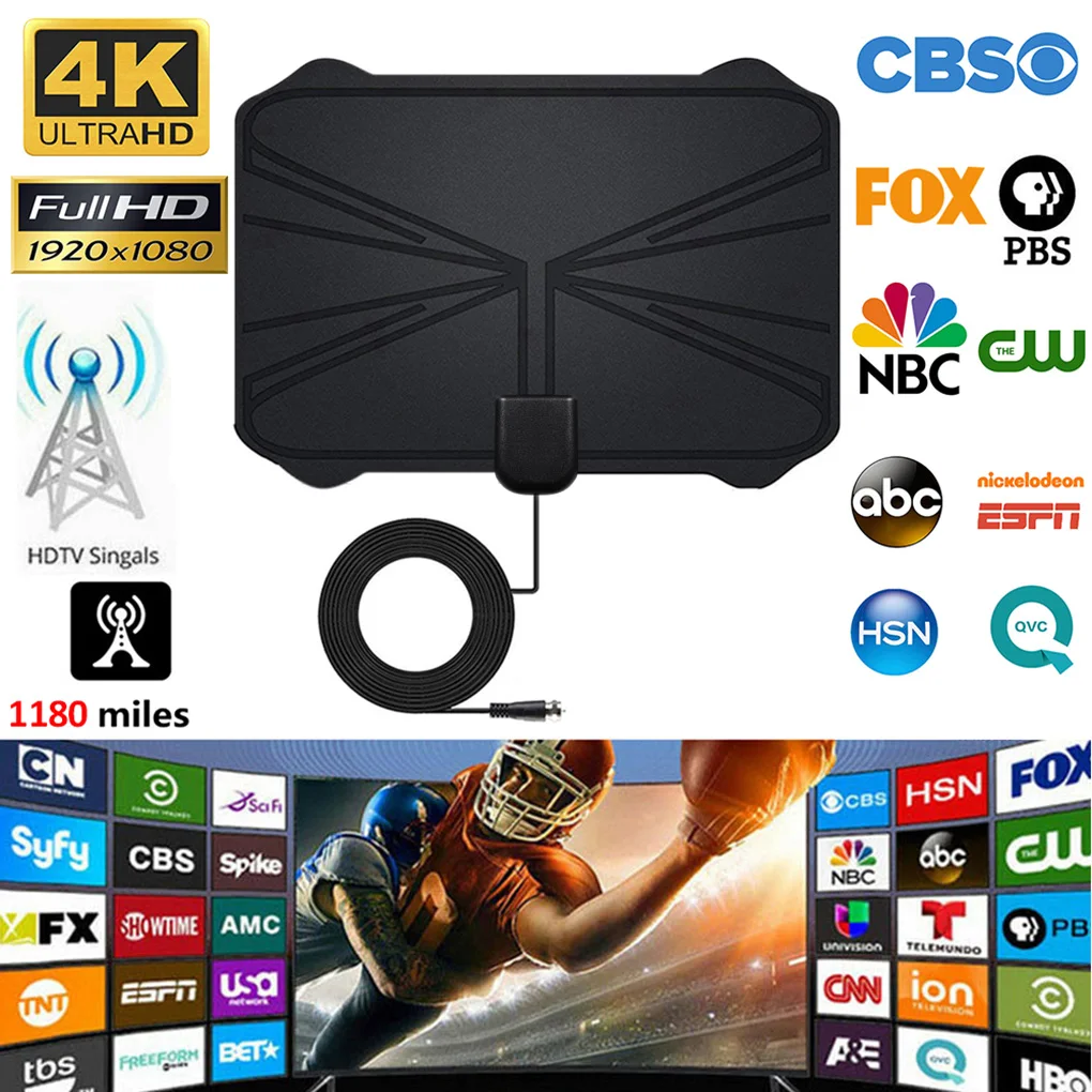 4K цифровая HDTV антенна домашняя Hdtv с усиленным диапазоном 1180 миль 1080P стандартная