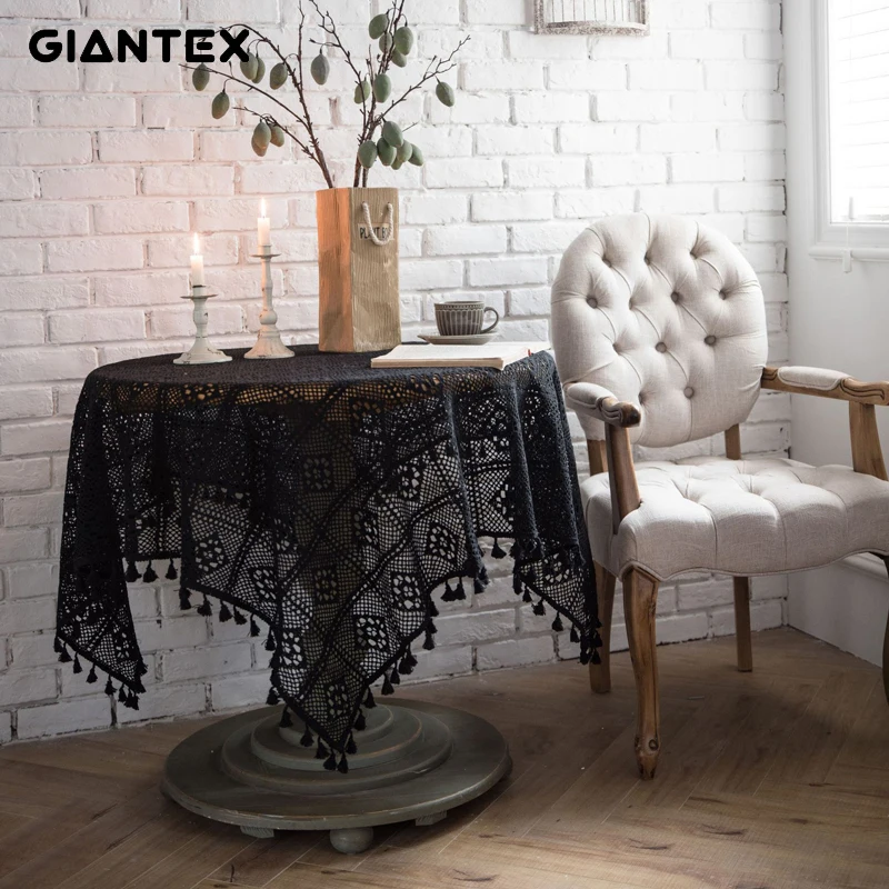 GIANTEX Декоративная скатерть из хлопка кружевная круглые скатерти покрытие для