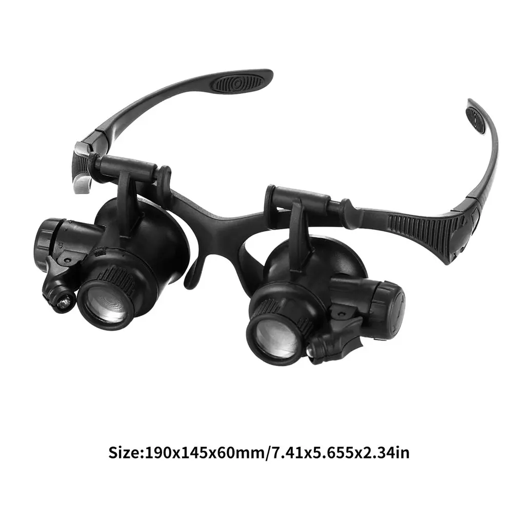 

10X/15X/20X/25X Headband Magnifier Glasses Loupe Tools Head-mounted Led Light Head Lamp For Soldering/Repairing Work