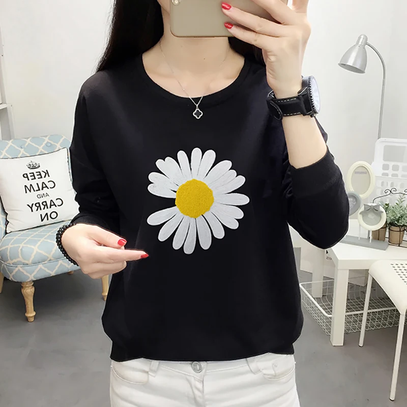 Женская весенне-осенняя Толстовка с длинным рукавом и цветочным принтом | одежда