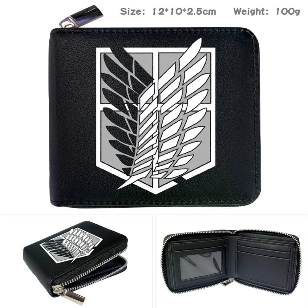 

Anime Attack on Titan PU Wallet Willy Tybur Cartoon Print Zipper Card Photo Holder Short Boys Girls Purses Coin Pocket