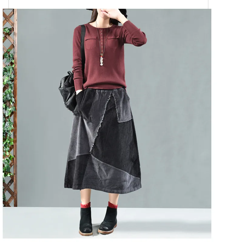 2020 индивидуальная юбка с карманами Женская цветная Вельветовая осенняя и зимняя