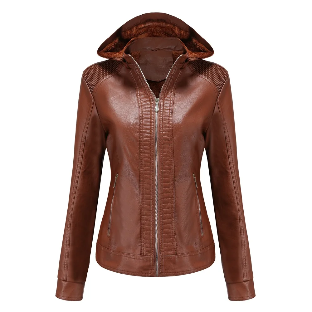 New Women Autumn Winter Faux Soft Leather Jackets Coats Lady Black PU Zipper Epaule Motorcycle Streetwear enlarge