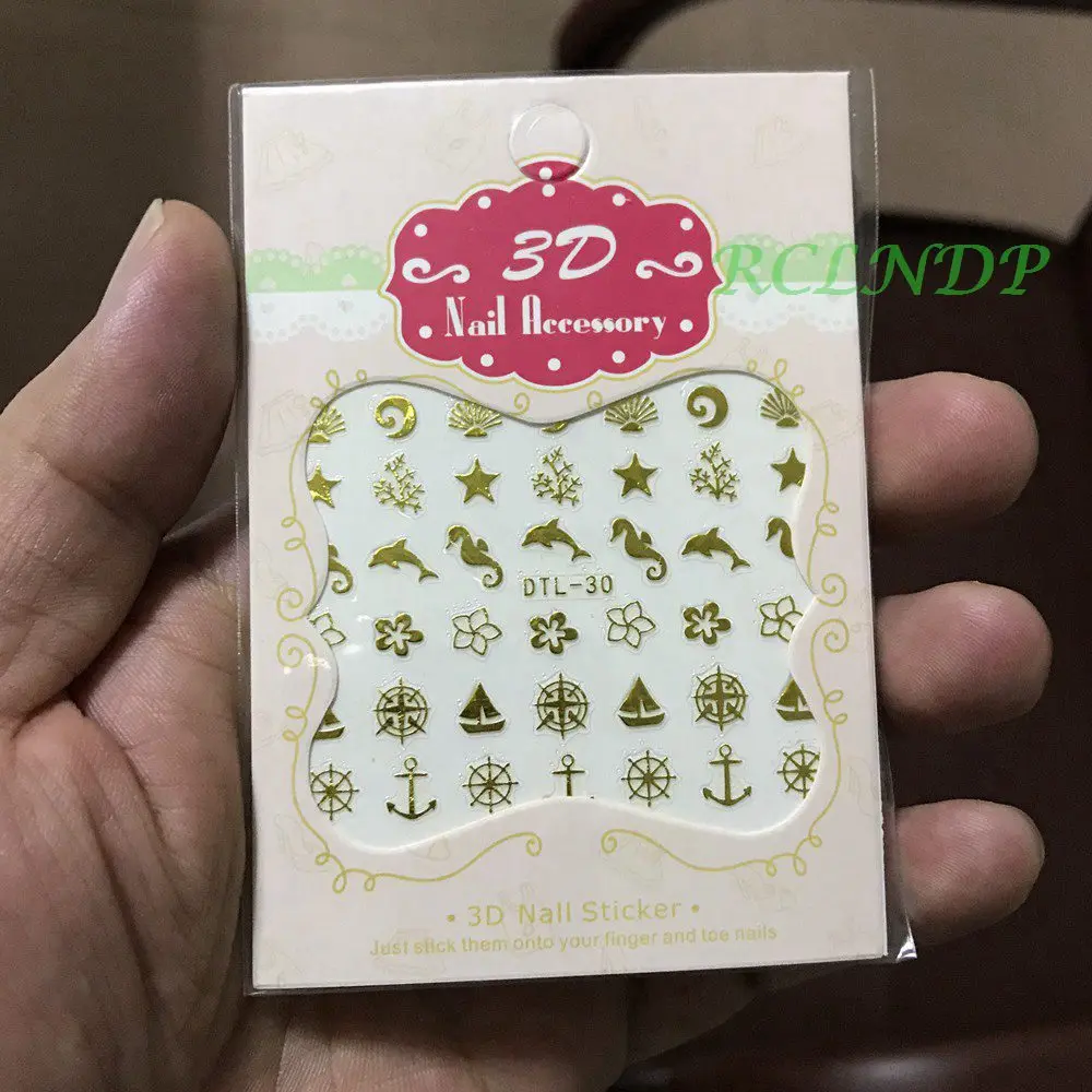 3D Золотой Дельфин наклейка для дизайна ногтей все декоративные слайдеры морская