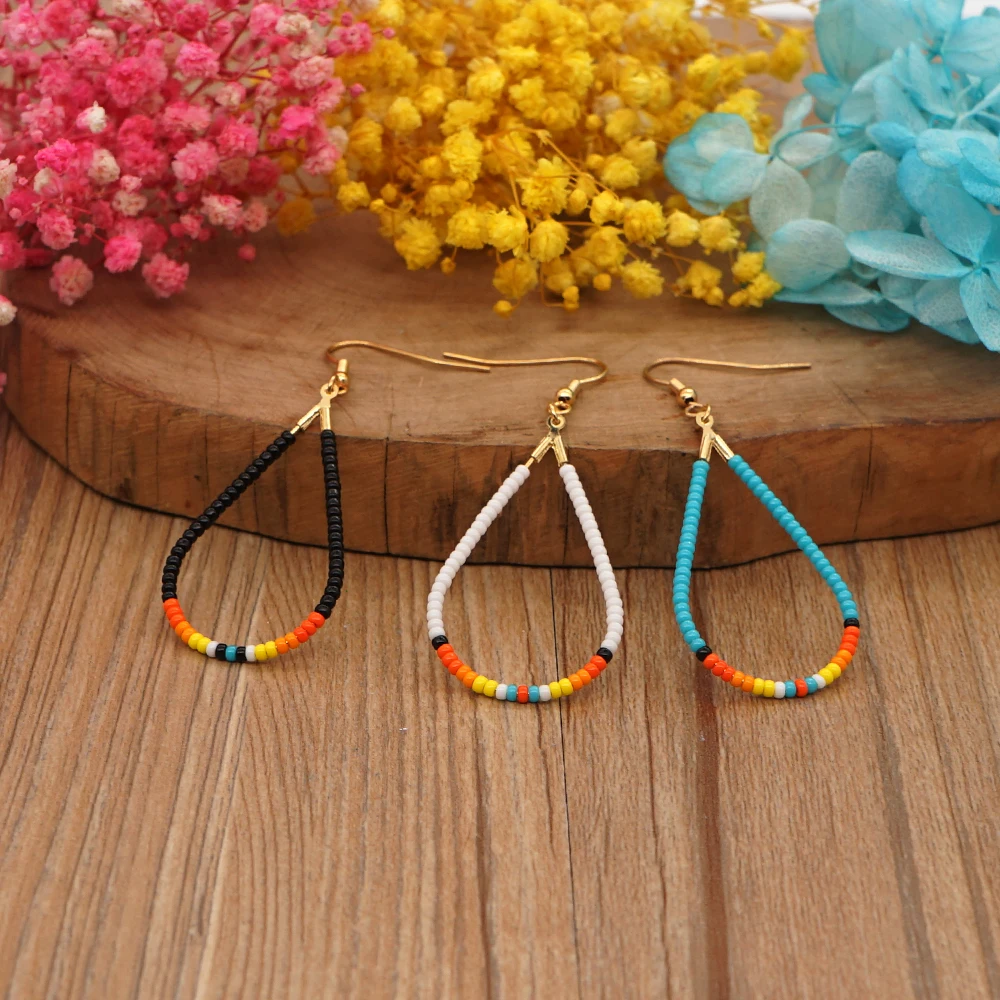 

Go2Boho Native Style Dangle Earrings Miyuki Seed Beads Water Drop Stainless Steel Drop Earings for Women Fashion Jewelry 2021