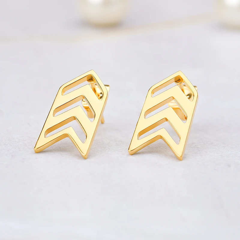 Модные панковские геометрические полые треугольники серьги гвоздики серёжки