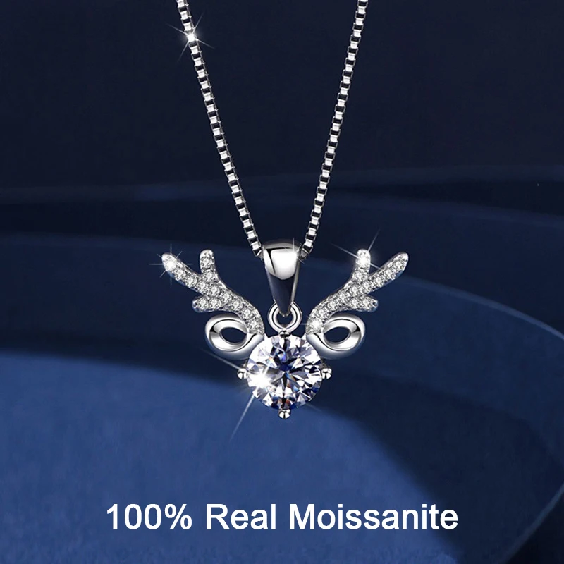 В виде оленьих рогов и Муассанит ожерелье 925 стерлингового серебра 14 карат с