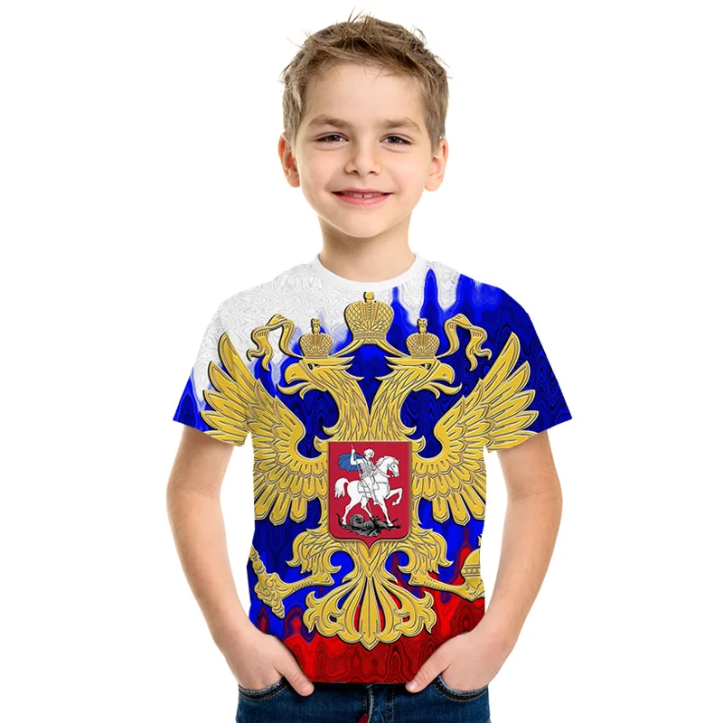 Детская модная одежда с 3d принтом в русском стиле футболка для мальчиков и