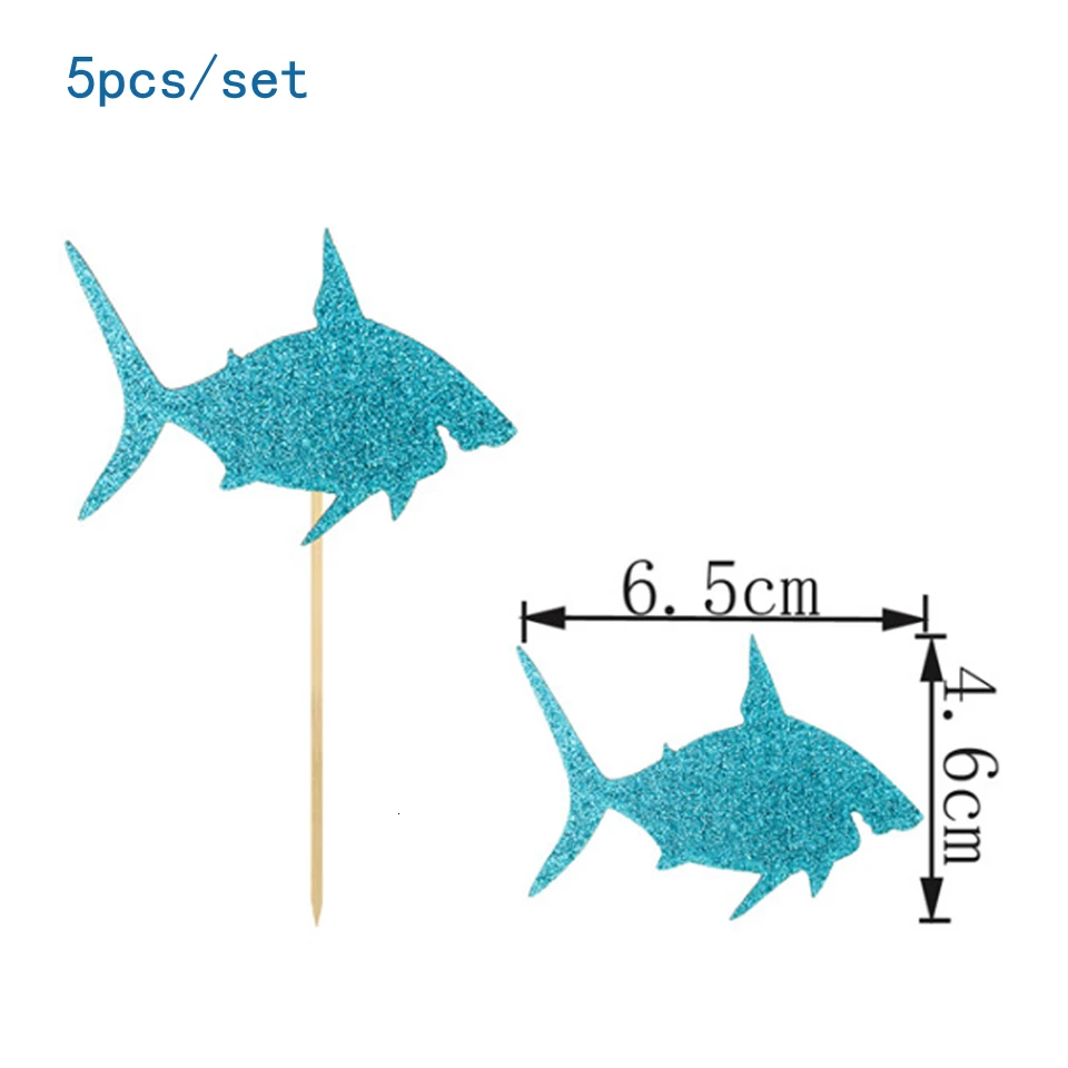 Blue Fish-5pcs 8 шт./компл. Акула одноразовая посуда с графикой из мультиков морская животных бумажные тарелки и стаканы для дня рождения/Baby Shower украшения детский праздничный костюм поставки - Цвет: Blue Fish-5pcs