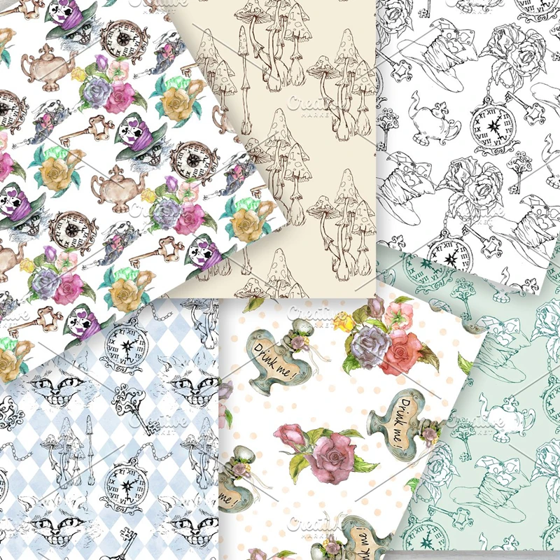 45x110 см Алиса Мультфильм покер Мультфильм Ткань для шитья детская одежда платье, DIY одеяло рукоделие лоскутный материал