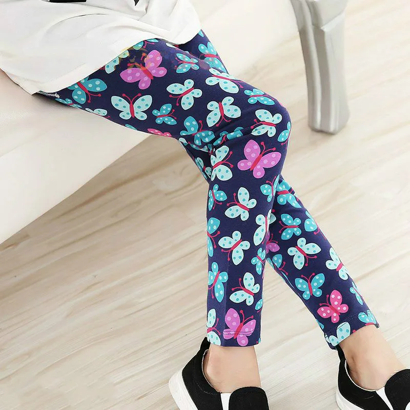 Детские леггинсы для девочек Классические Осенние с цветочным принтом штаны