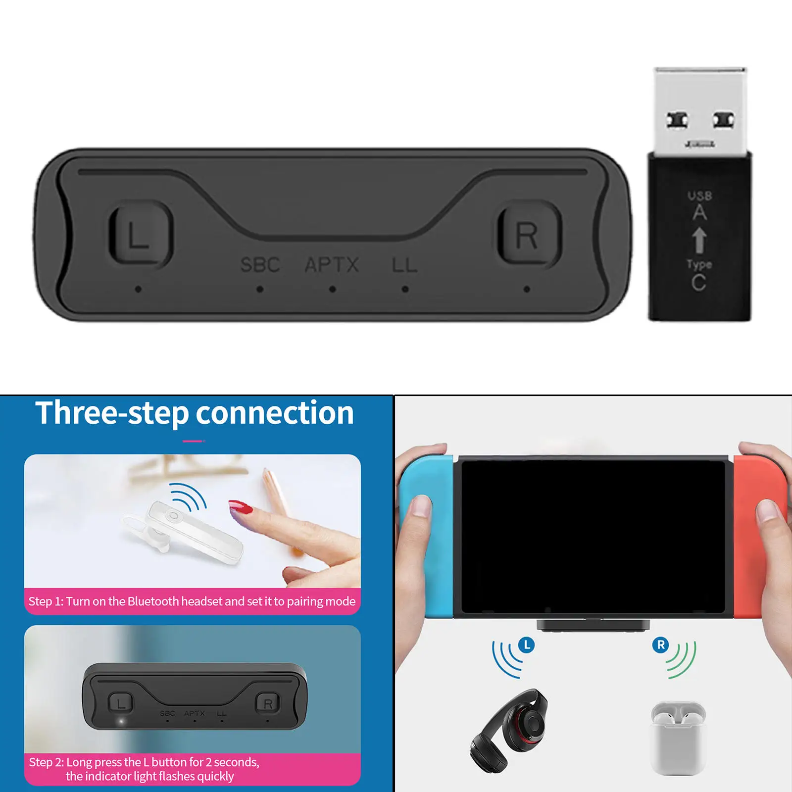 

Bluetooth адаптер Usb-C с низкой задержкой BT 5,0 компактный беспроводной аудиопередатчик для PS4 наушники Колонки наушники ПК