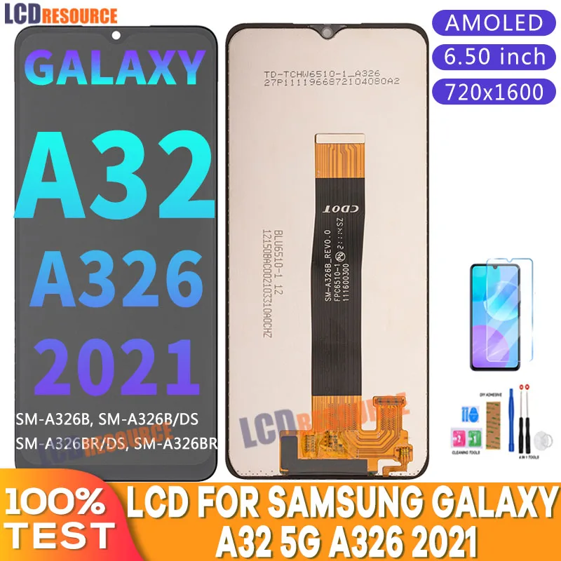 

ЖК-дисплей 6,50 дюйма в сборе с рамкой для Samsung Galaxy A32 A326 5G 2021, ЖК-дисплей с сенсорным экраном для Samsung A32 SM-A326B/DS
