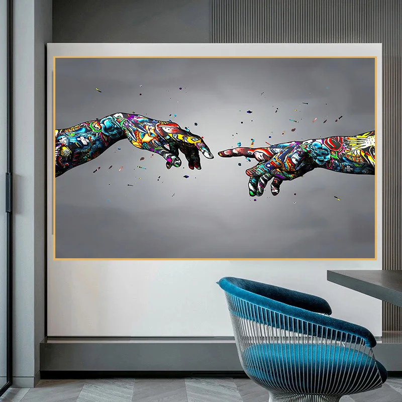 

Modern Abstract Graffiti Art Posters Sympathy Gesture Decorative Painting for Living Room Bedroom Wall Decor Printed Pictures