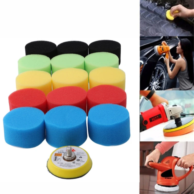 

16pcs/set Multi Colors Polishing Sponge Pads Sets Buffing Waxing Pad For Boat Car Polisher Buffer Drill Wheel Polisher Tools