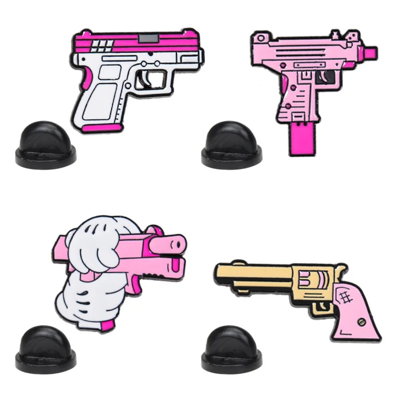 

Pins Creative Cartoon Pink Pistol Brooch Girl Cute Japanese Cute Metal Small Pink Gun Badge