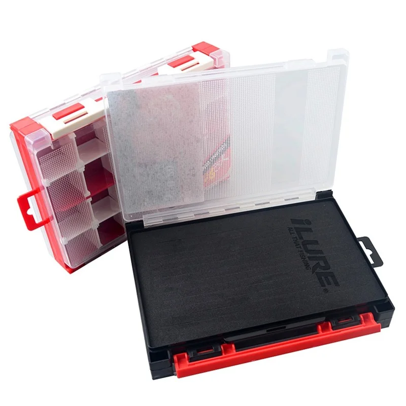 

Double Sided Fishing Tackle Box Storage Trays with Removable Dividers Fly Fishing Lure Squid Jig Hooks Organizer Box Case