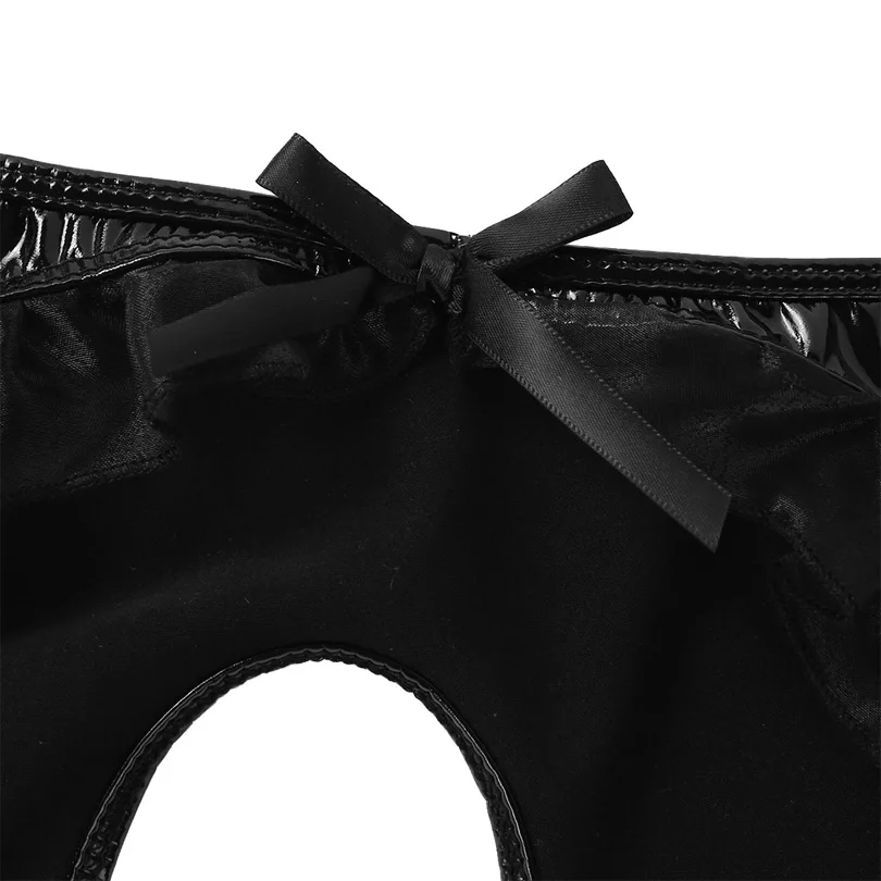 Пикантные Для мужчин нижнее белье трусики с мокрым эффектом Лакированная кожа