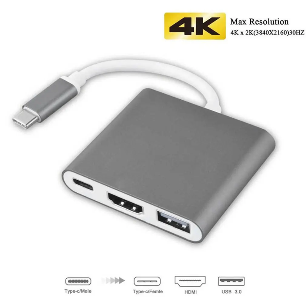 ! Адаптер Mosible USB C HUB к HDMI для Macbook Pro/Air Thunderbolt 3 Type Hub 4K 0 Port доставка с питанием от в