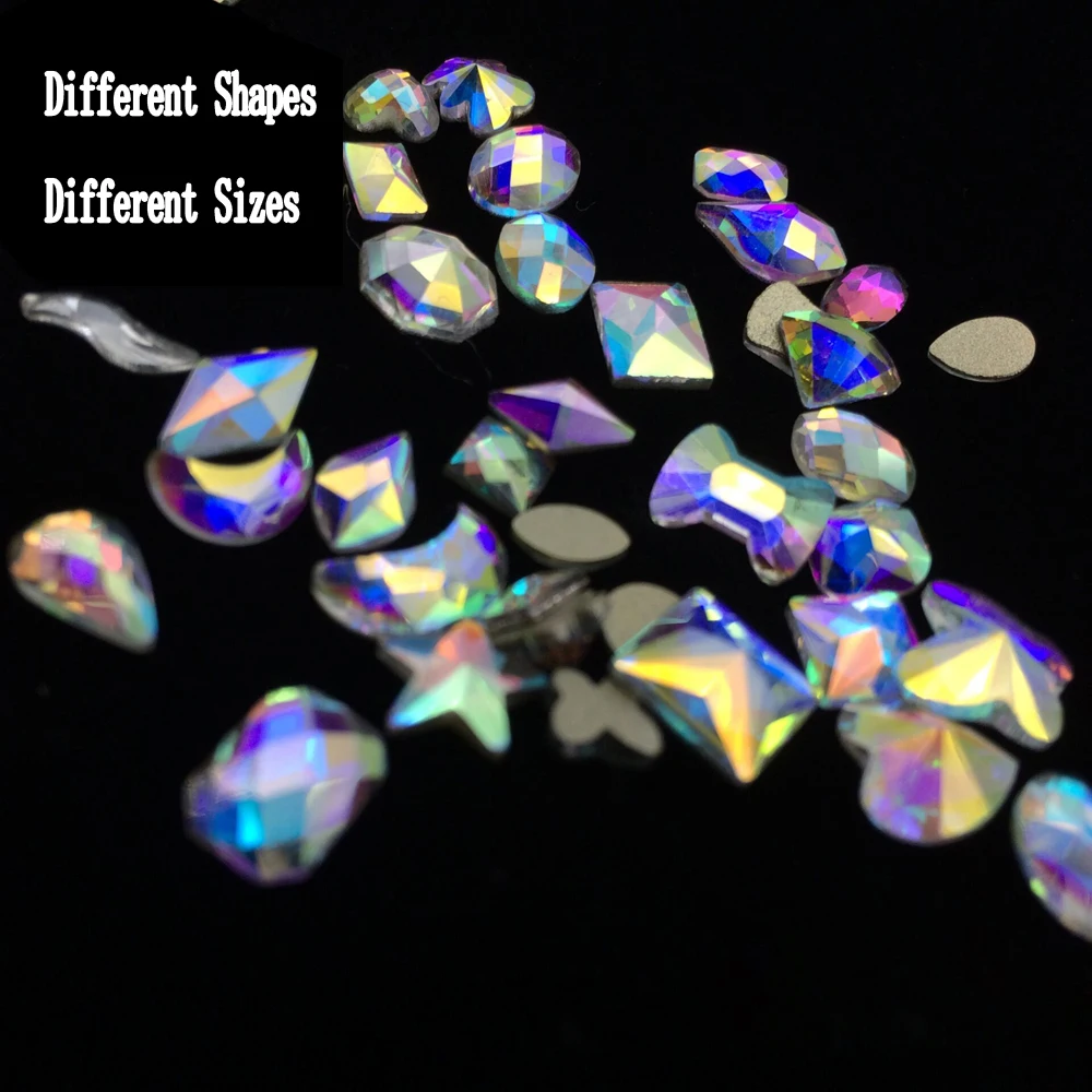 Стразы для дизайна ногтей 20 ⑤ упак. плоские вытянутые каплевидные Прямоугольные