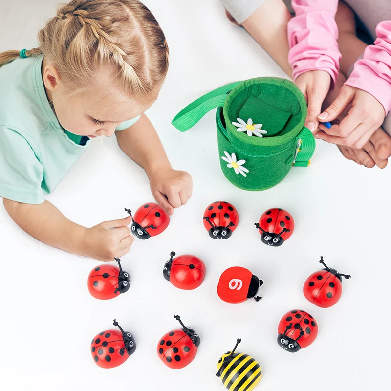 

Montessori Counting Ladybugs Wooden Education Enlightenment Toy Decoration Counting Numbers Develop Math And Movement Toddlers