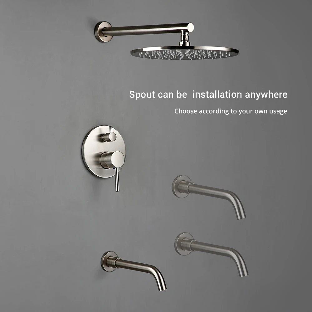 Smesiteli Твердый латунный 2 полосный матовый никелевый смеситель для душа ванной