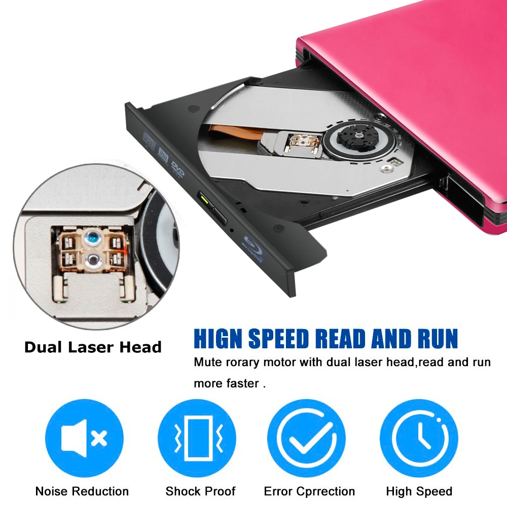 Алюминиевый Blu Ray привод Ультратонкий Внешний USB 3 0 горелка BD RE CD/DVD может