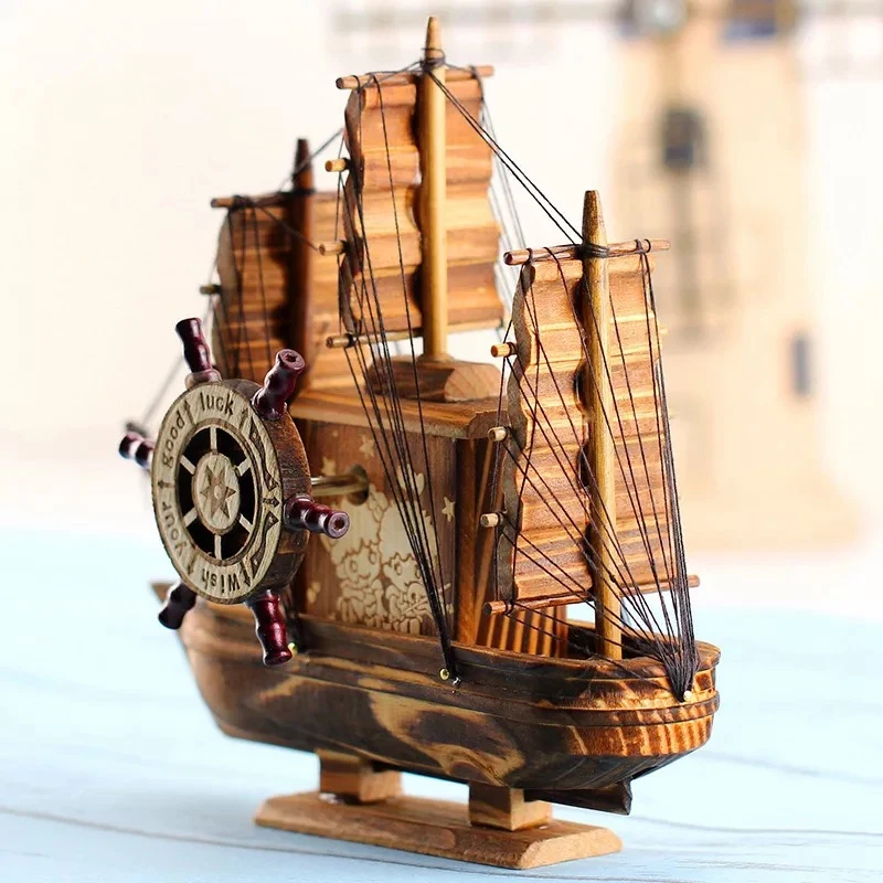 

Vintage Marine Nautical Wooden Sailing Boat Ship Wood Crafts Ornaments Party Home Room Decoration