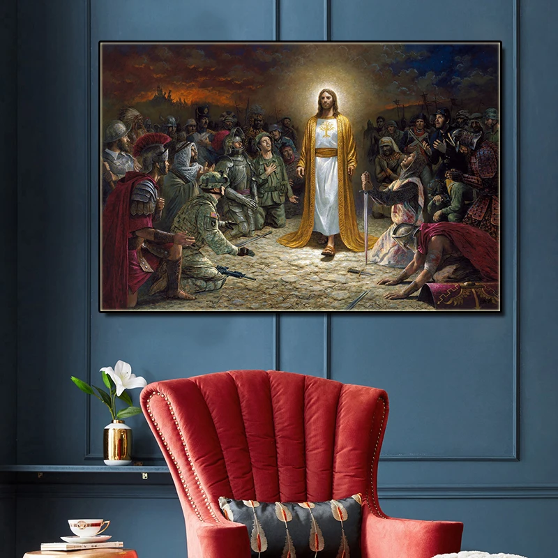 Холст печать портрет Иисуса настенные картины холст христианские декоративные