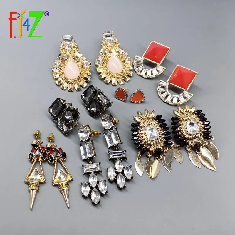 

F.J4Z Fashion party Earrings Women's elegant gift resin stone crystal Statement drop Earrings серьга казуторы bijoux