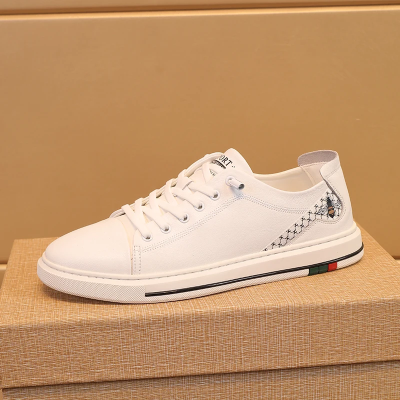 

High-Quality Leather Shoes For Men Luxury Brand Casual And Comfortable Men's Shoes Lace-up Fashion Flat Shoes Sneakers