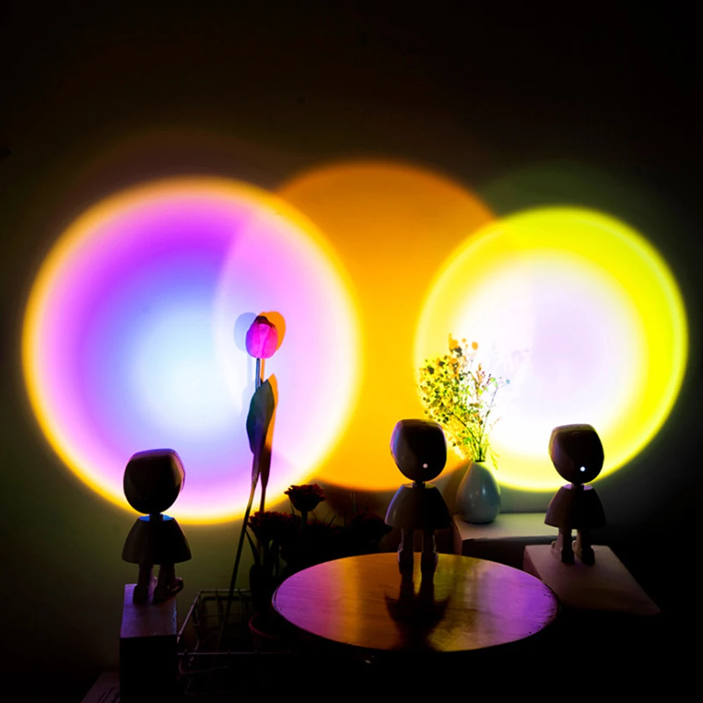

USB LED Robot Projector Atmosphere Light Touch Control Adjustable Sunset Rainbow Sun Background Projection Lamp Wall Decor