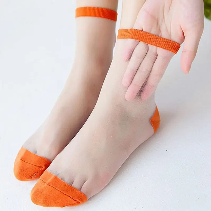 Женские летние бриллиантовые носки милые жаккардовые прозрачные чулочно