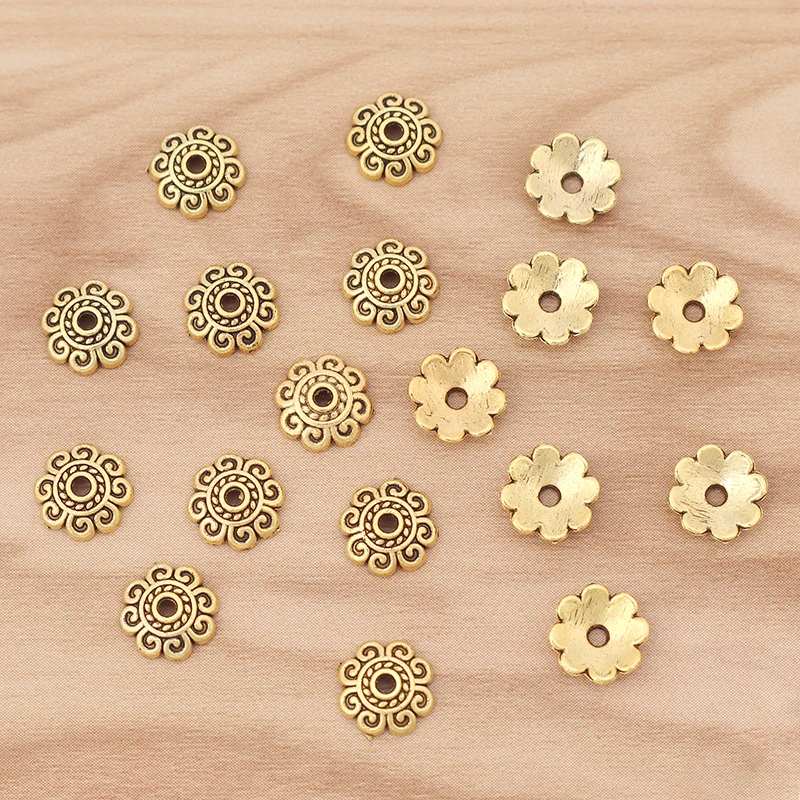 100 шт. античный Золотистый металлический цветок разделитель бусины концевые
