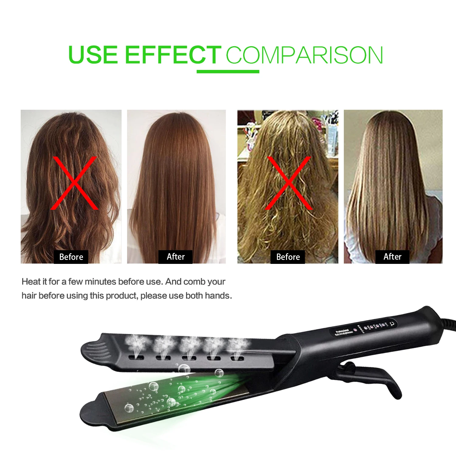 

Hair Straightener Professional Steam Hair Straightening Irons Fast heat 4-gears Ceramic Tourmaline Ionic Flat Iron Hair Straigh