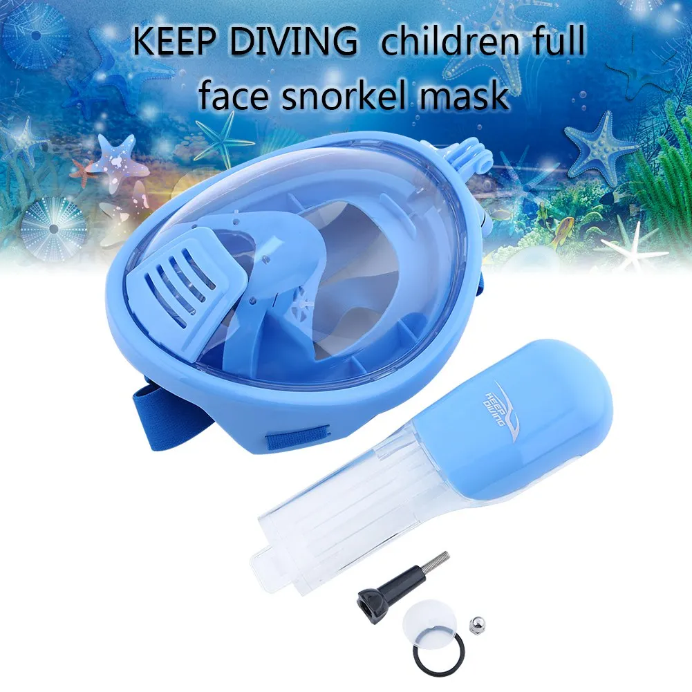 KEEP DIVING Underwater Scuba Snorkeling Mask Anti-Fog Respiratory Full Face Diving Mask 180° View For Children