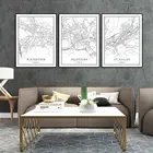 Плакат карта городов мира, черный, белый, в скандинавском стиле, для гостиной, Берна, Лозанны, настенные картины, домашний декор, Картина на холсте