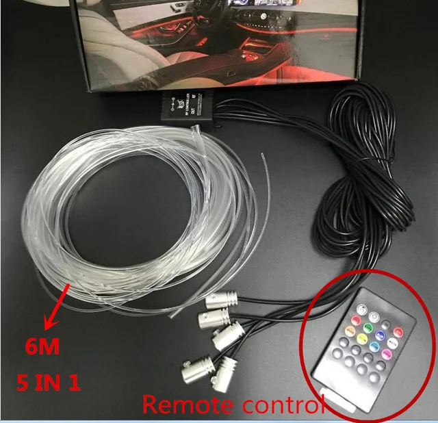 Remote Control 1 комплект звуковой активный EL неоновый проводный светильник RGB светодиодный автомобильный интерьерный светильник Bluetooth для управления телефоном атмосферный светильник 12 в комплект - Испускаемый цвет: Remote Control