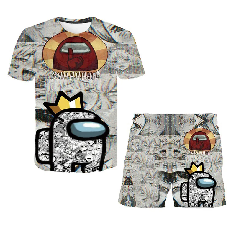 

2021 3D Game Printing Anime T-Shirt Children Tracksuits for Girls Baby Boys Sport Suit Costume Tops Pants Clothing Set 4T-14T