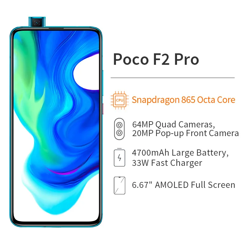 Глобальная версия Xiaomi POCO F2 Pro 6 ГБ 128 Гб Смартфон 64-мегапиксельная четырехъядерная