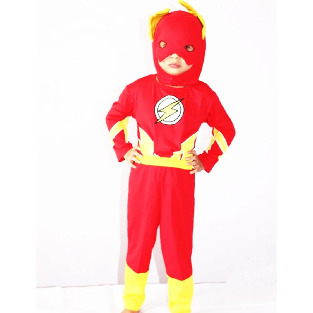 the flash Карнавальные костюмы для детей, Мальчик хеллоуин костюм, Робин костюм, 3- 7 века малыш Disfraces карнавал, Дети ну вечеринку косплей, С длинным рукавом аниме комплект одежды - Цвет: the flash